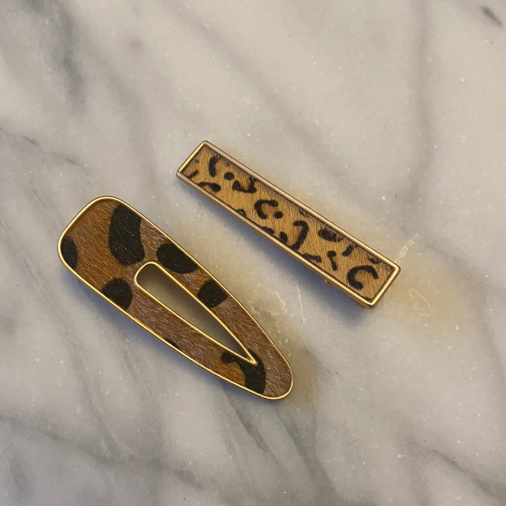 Calf Hair Soft Gold-Toned Hair Clips